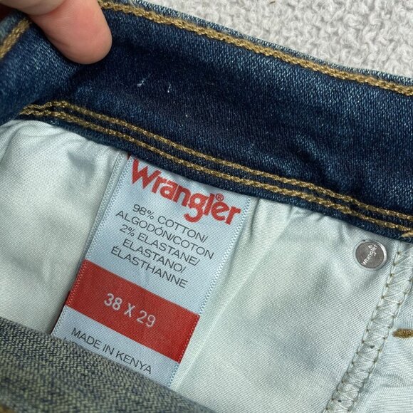 NEW Wrangler Men's 36X29 Relaxed Fit Jeans Dark Blue Cotton & Elastane - Picture 6 of 7
